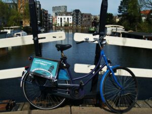Amsterdam Odyssey bike bags on Eva's bike